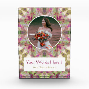 Custom Green Pink Purple Star Wedding Newlywed Photo Block