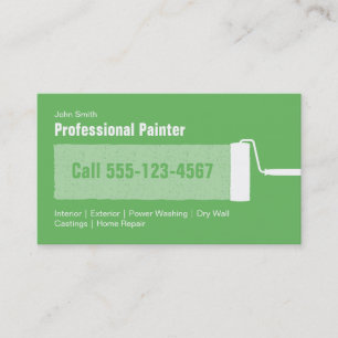 Custom Green Professional Home Painting Business Card