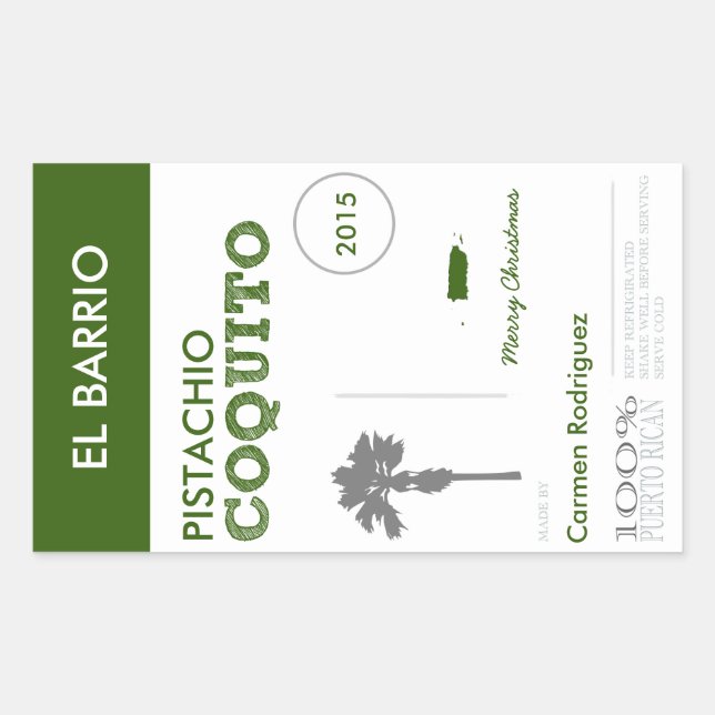 Custom Green Puerto Rican Coquito Rectangular Sticker (Front)