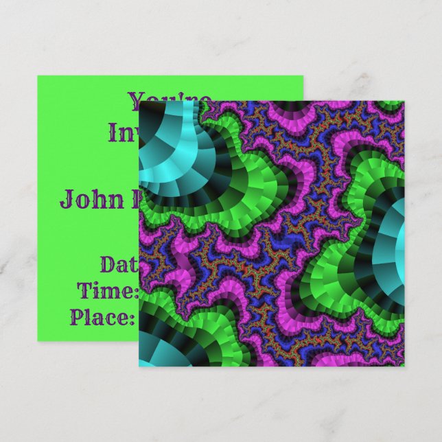Custom Green Purple Gear Invitation (Front/Back)