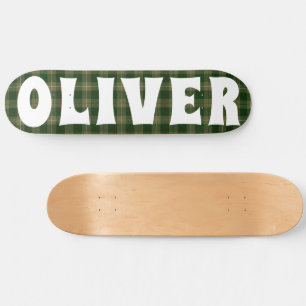 custom green scottish tartan checkerboard skateboard