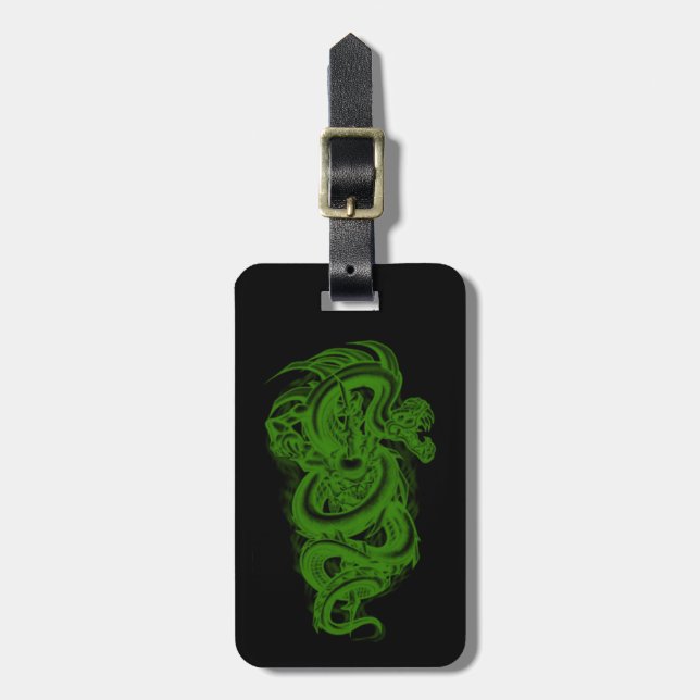 Custom Green Serpent Luggage Tag (Front Vertical)