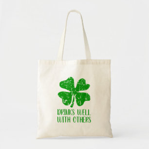 Custom green shamrock St Patrick's Day tote bags