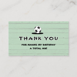 Custom Green Soccer Birthday Thank You Card