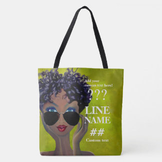 Custom Green Sorority Black Art Tote Bag