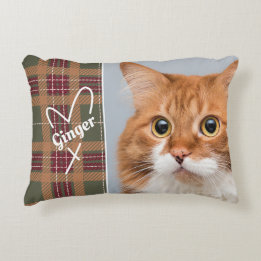 Custom Green Tartan Photo  Decorative Cushion