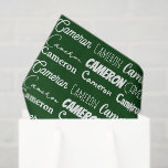 Custom Green Typography Name Collage Christmas Tissue Paper<br><div class="desc">Festive green Christmas name collage tissue paper customized in nine different fonts spelling your name in white. Cute personalized kids gift wrap with fun typography in white.</div>