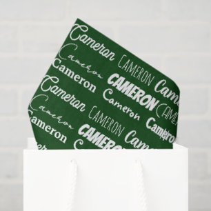 Custom Green Typography Name Collage Christmas Tissue Paper