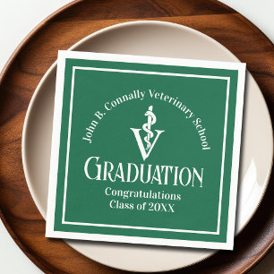 Custom Green Veterinary School Graduation Party Napkin