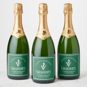 Custom Green Veterinary School Graduation Party Sparkling Wine Label