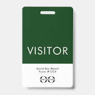Custom Green Visitor Badge for Hotels and Resorts ID Badge