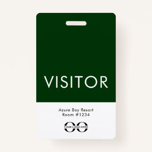 Custom Green Visitor Badge for Hotels and Resorts ID Badge
