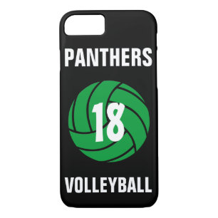 Custom Green Volleyball Number & Team Phone Case