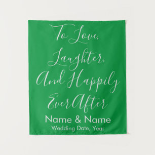 Custom Green Wedding Backdrop for Reception Idea Tapestry