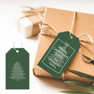 Custom Green Whimsical Doodle Christmas Gift Tags