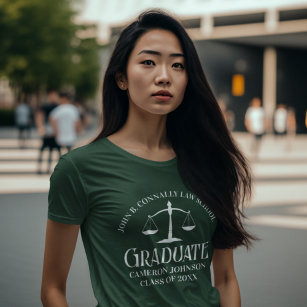 Custom Green White Law School Graduation T-Shirt