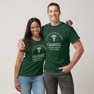 Custom Green White Medical School Graduation T-Shirt
