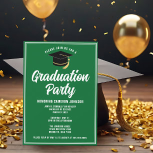 Custom Green White Modern 2026 Graduation Party Invitation