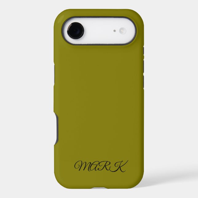 Custom Green-Yellow Phone Case with Personalized N (Back)