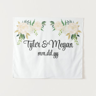 Custom Greenery Wedding Reception Photo Booth Prop Tapestry