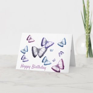 Custom Greeting Happy Birthday Butterfly Card