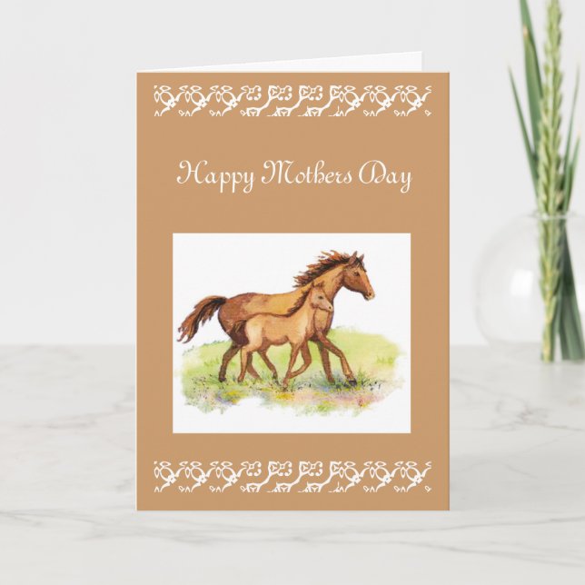 Custom Greeting, Mother's Day, Horse, Foal Card (Front)