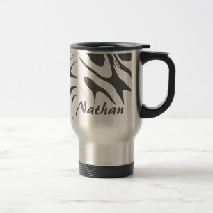 Custom Grey Abstract Swirly Pattern Personalised Travel Mug