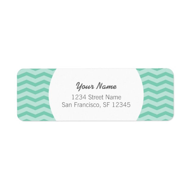 Custom grey and aqua chevron return address labels (Front)