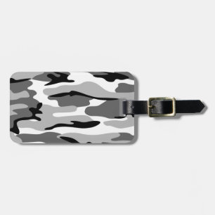 Custom Grey And Black Camouflage Luggage Tag