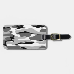 Custom Grey And Black Camouflage Luggage Tag