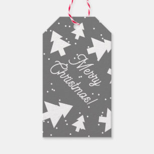 Custom grey and white Christmas tree gift tags