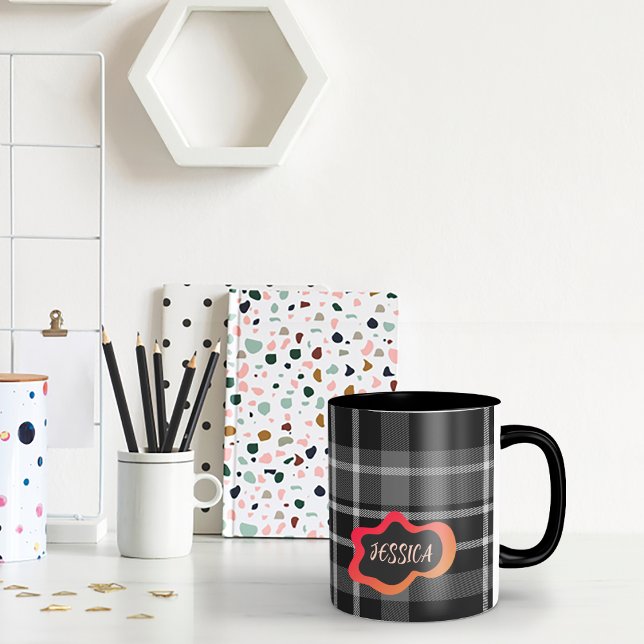 Custom grey and white plaid Coffee Mug (Creator Uploaded)