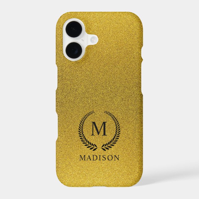 Custom Grey Black and Gold Glitter Marble Pattern  (Back)