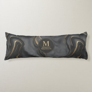 Custom Grey Black and Gold Glitter Marble Pattern Body Cushion