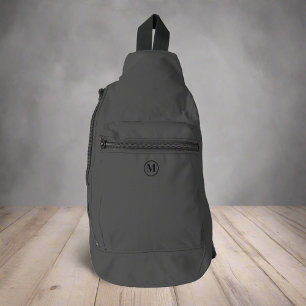 Custom Grey Black Gold Initial Monogram Stylish Sling Bag