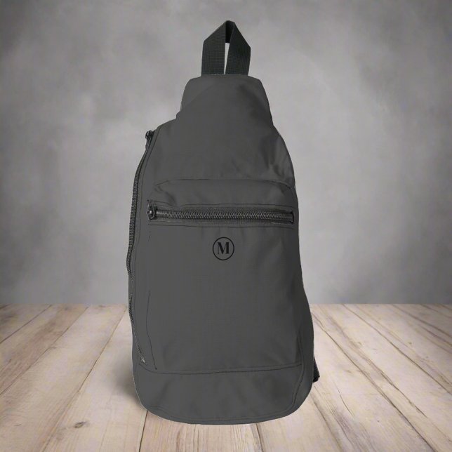 Custom Grey Black Gold Initial Monogram Stylish Sling Bag (Creator Uploaded)