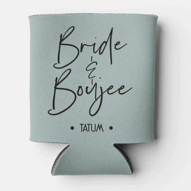 Custom Grey-Blue Bride and Boujee Can Cooler (Front)
