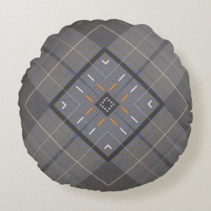 Custom Grey Blue Designed Round Pillow