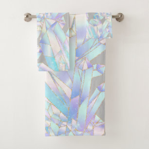 CUSTOM GREY BLUE PURPL CRYSTAL BATHROOM TOWEL SET