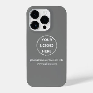 Custom Grey Business Logo Branded iPhone 14 Pro Case