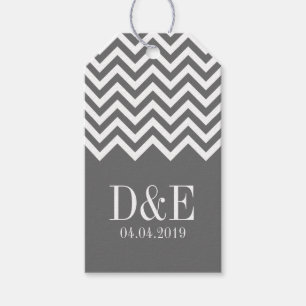 Custom grey chevron pattern wedding favour gift ta tags