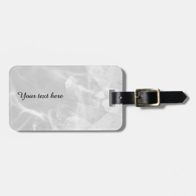 Custom grey crystal luggage tag (Front Horizontal)