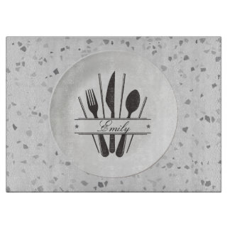 Custom Grey Granite Glass Cutting Board