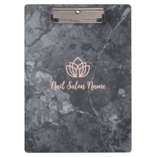 Custom Grey Marbel Nail Salon Clipboard with Logo 