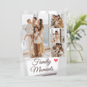 Custom Grey Minimalist Family Photo Collage Holiday Card