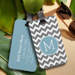 Custom Grey Pastel Blue Chevron Pattern Monogram Luggage Tag<br><div class="desc">Travel in style with this colourful design and an area for monograms. If you need to adjust the artwork or change the font,  you can click on the design tool where you can make many changes.</div>