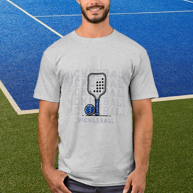 Custom Grey Pickleball Add Name Graphic T-Shirt (Creator Uploaded)