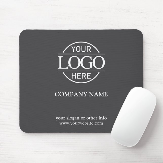 Custom Grey Promotional Company Business Logo Mouse Mat (With Mouse)