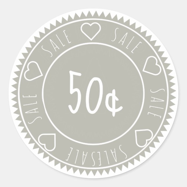 Custom Grey Sale Price Classic Round Sticker (Front)