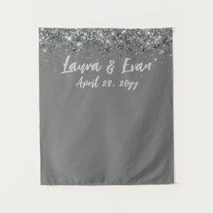 Custom Grey & Silver Grey Wedding Photo Booth Prop Tapestry